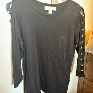 Michael Kors Black Studded Sleeve Top